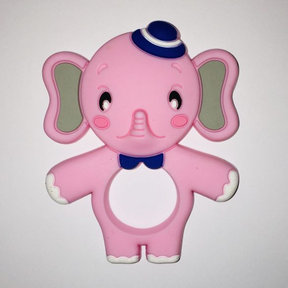 Rózsaszín kalapos elefánt szilikonrágóka