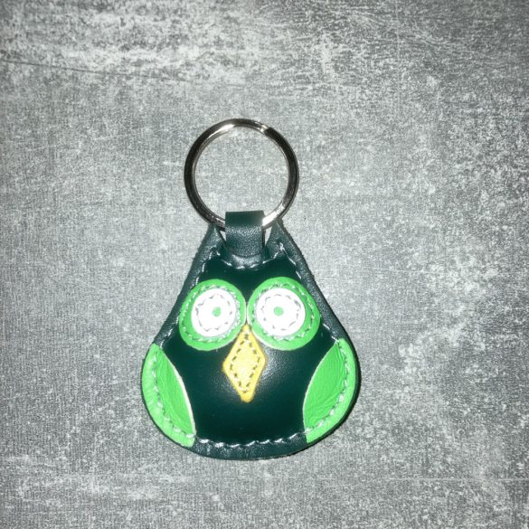 Owly, a zöld bagoly bőrkulcstartó