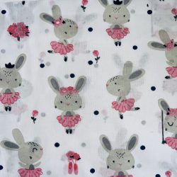   Fehér-rózsaszín hintás nyuszis átmeneti tipegő zsák 2-4 év 2-es méret 