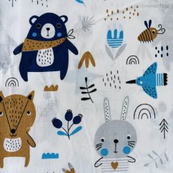 Kék-barna erdei állatos vastag babahálózsák 0-6 hónap
