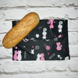 Szendvicstasak maxi méretben fekete-pink cicás 