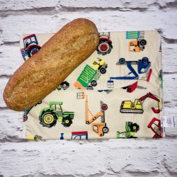 Szendvicstasak maxi méretben drapp-színes járműves