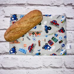 Szendvicstasak maxi méretben szürke-színes járműves