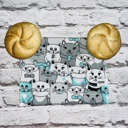 Szendvicstasak maxi méretben menta-szürke cicás