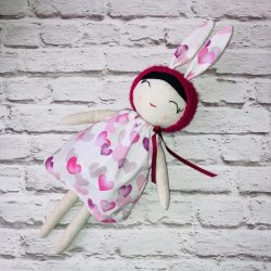 Pink szíves ruhás nyuszibaba